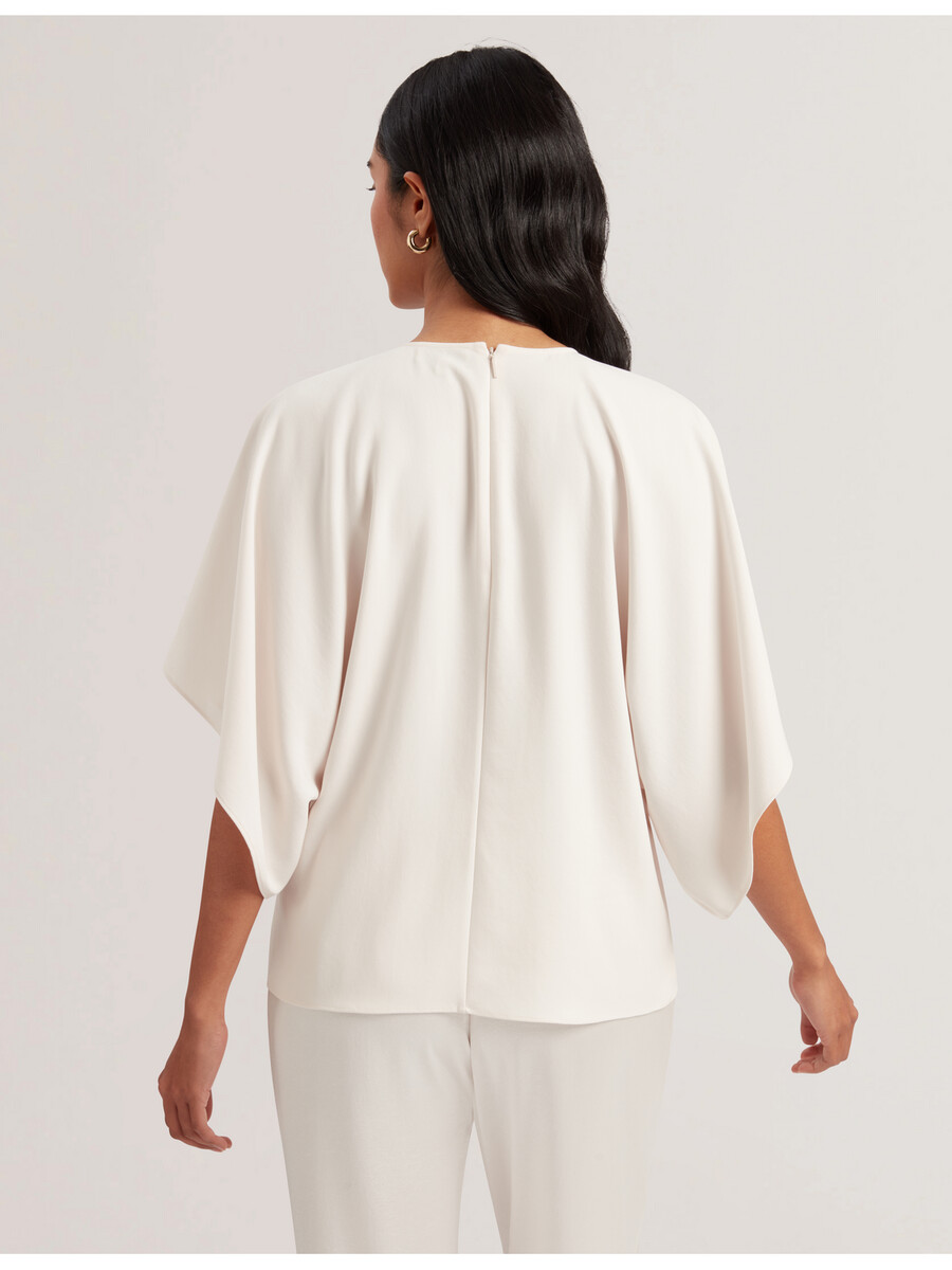 cherika - blusa de tecido plano com mangas curtas estilo morcego
