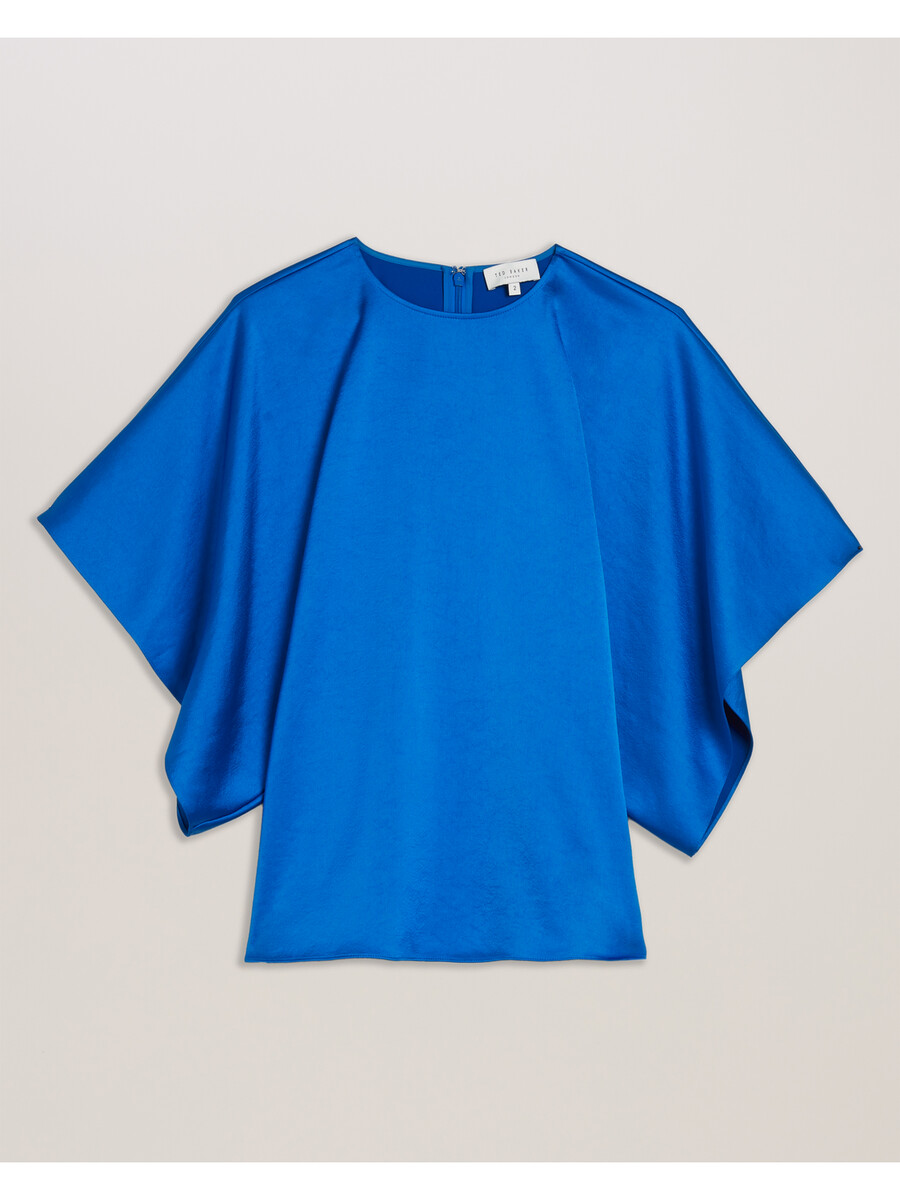 cherika - blusa de cetim com mangas curtas estilo morcego