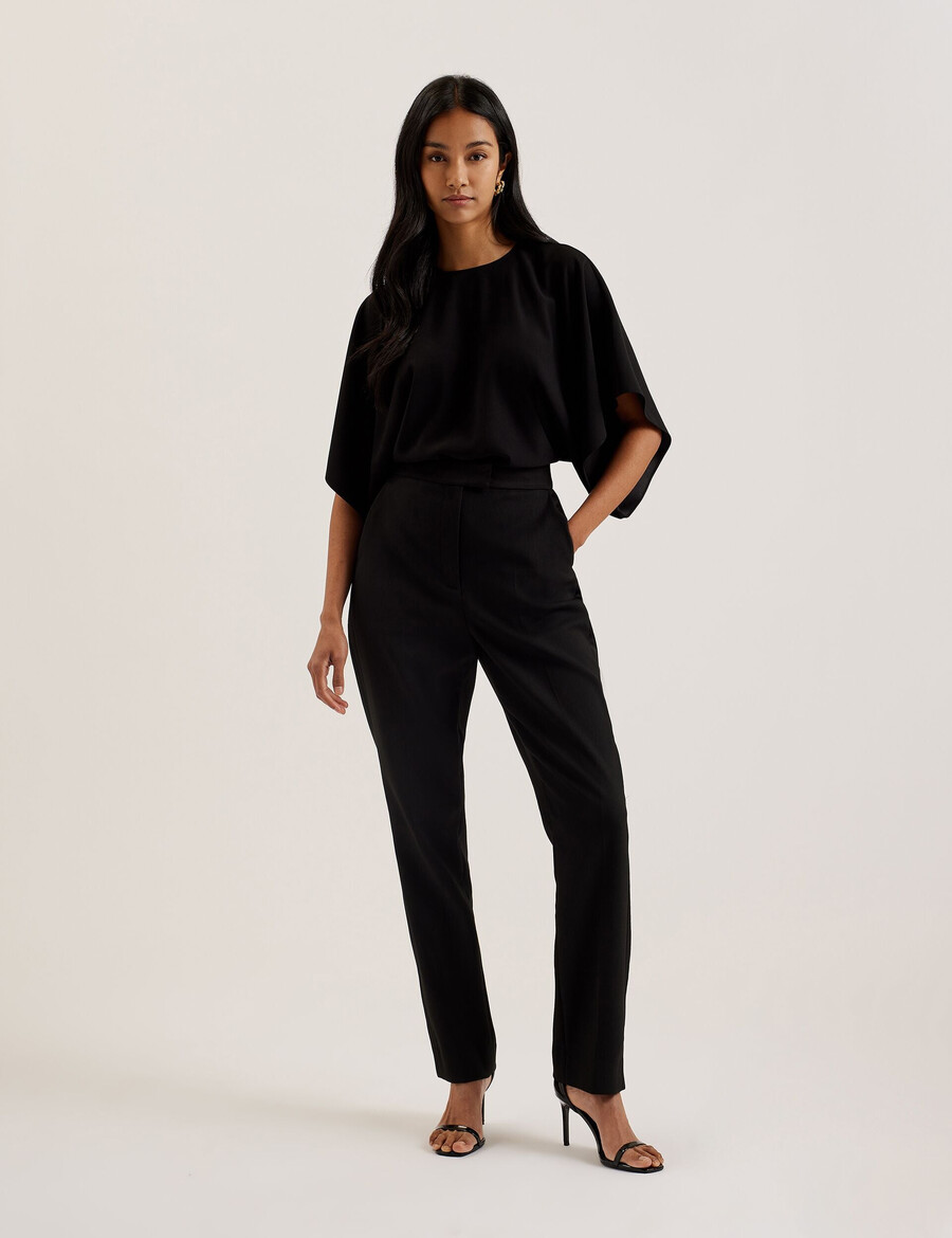 cherika - blusa de tecido plano com mangas curtas estilo morcego
