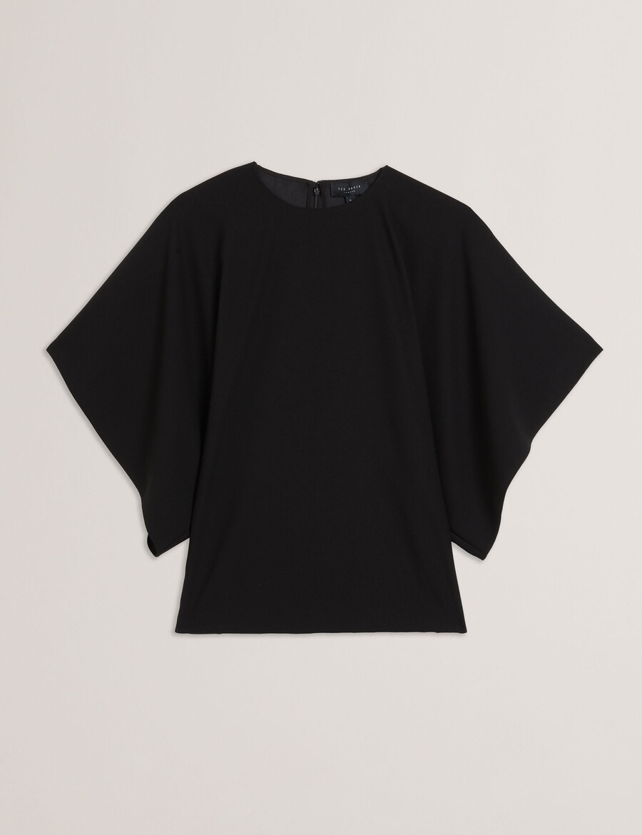 cherika - blusa de tecido plano com mangas curtas estilo morcego
