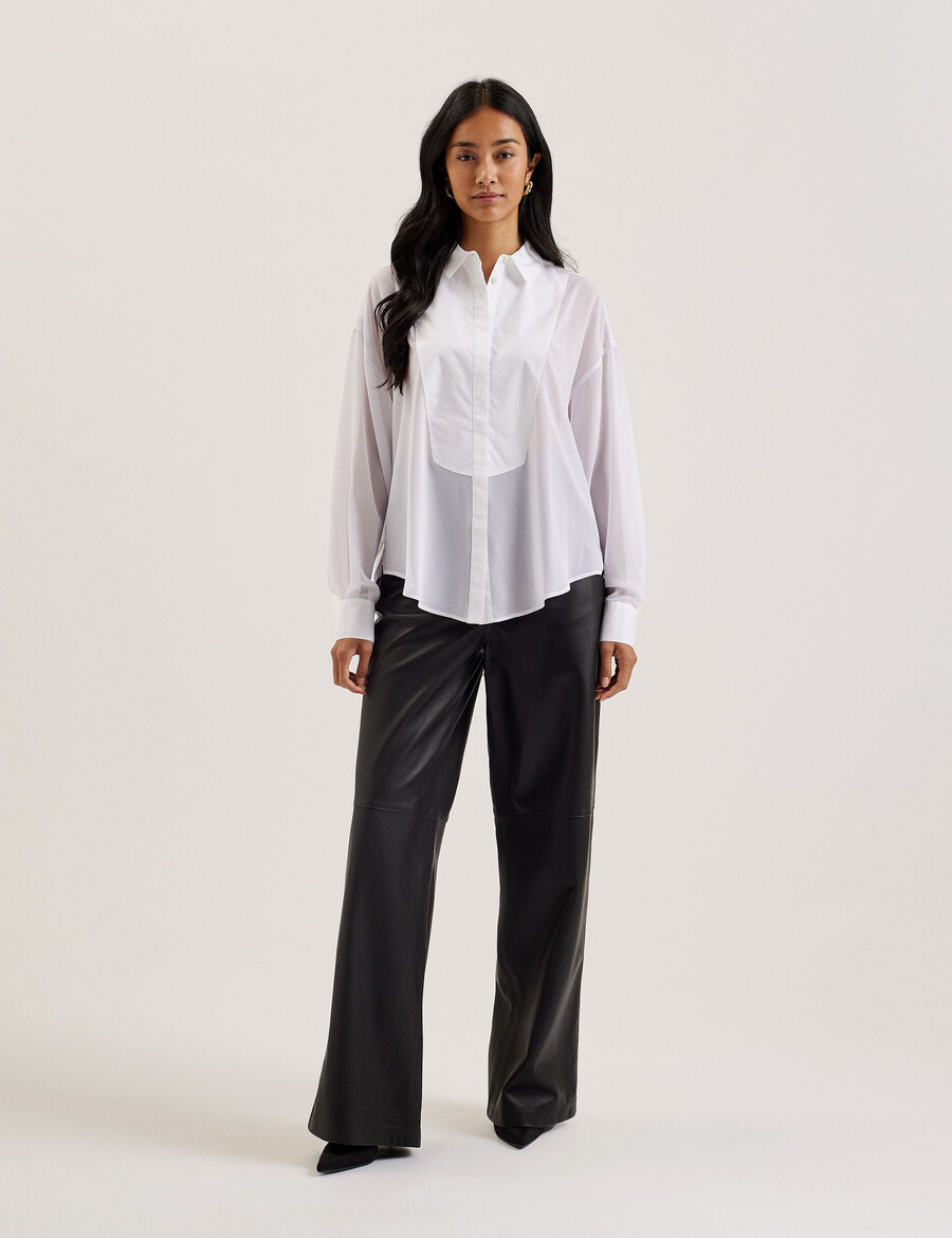 lechosa - blusa de manga comprida transparente com babador frontal