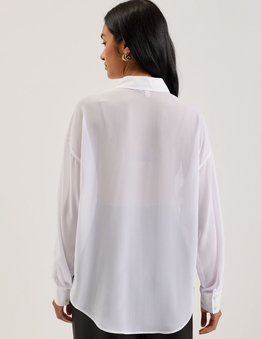 lechosa - blusa de manga comprida transparente com babador frontal