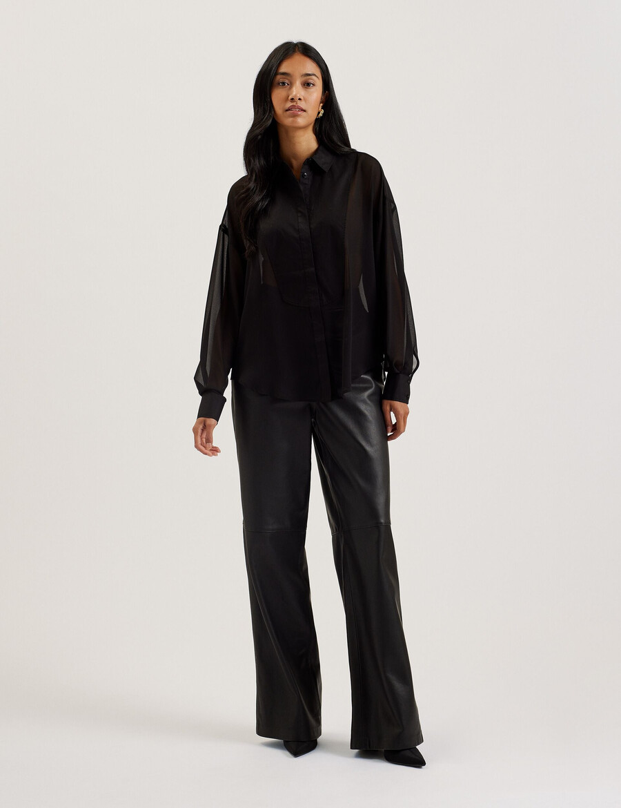lechosa - blusa de manga comprida transparente com babador frontal