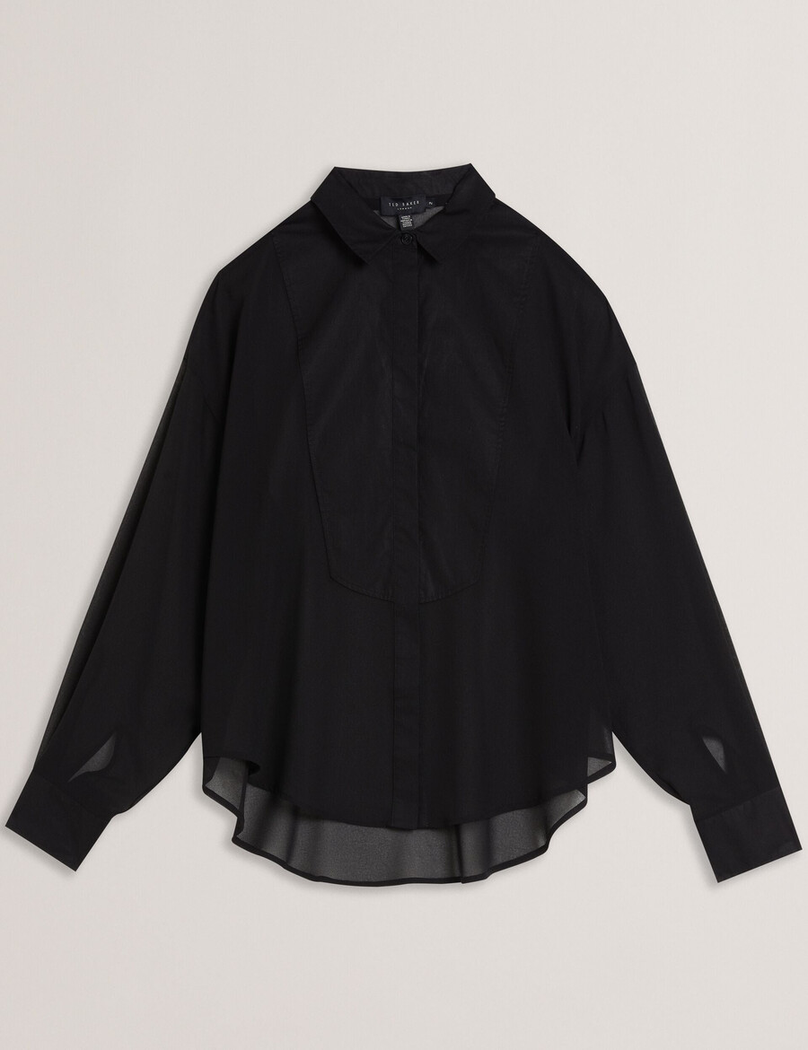 lechosa - blusa de manga comprida transparente com babador frontal