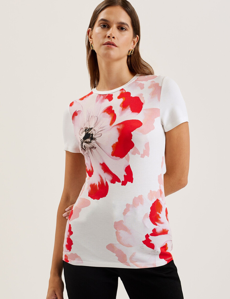 sindhaa - camiseta de manga curta com estampa floral