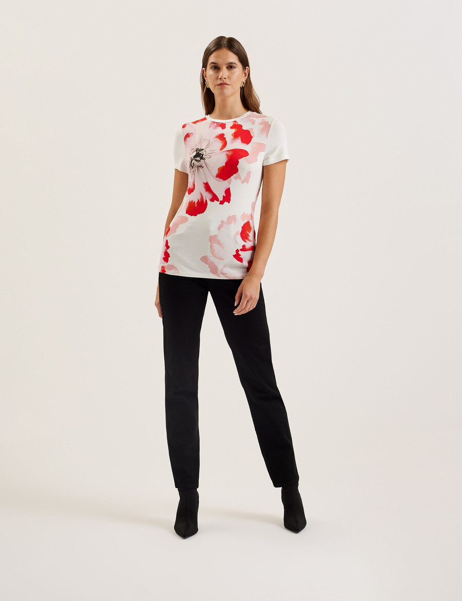 sindhaa - camiseta de manga curta com estampa floral