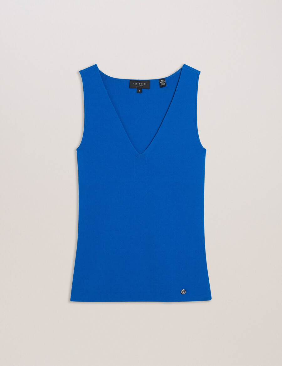 josiiy - blusa de malha sem mangas com decote em v e modelagem justa
