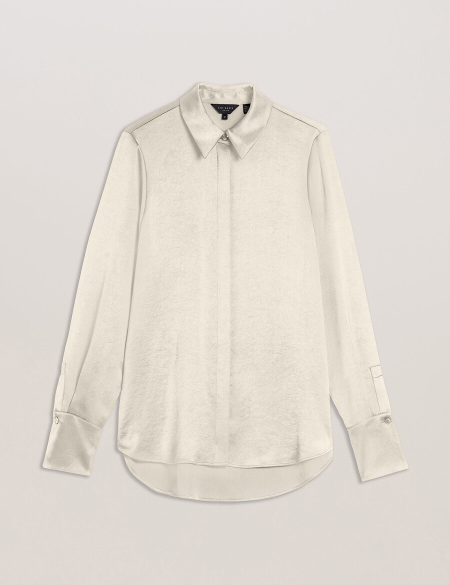 sonora - blusa longa de cetim com carcela coberta
