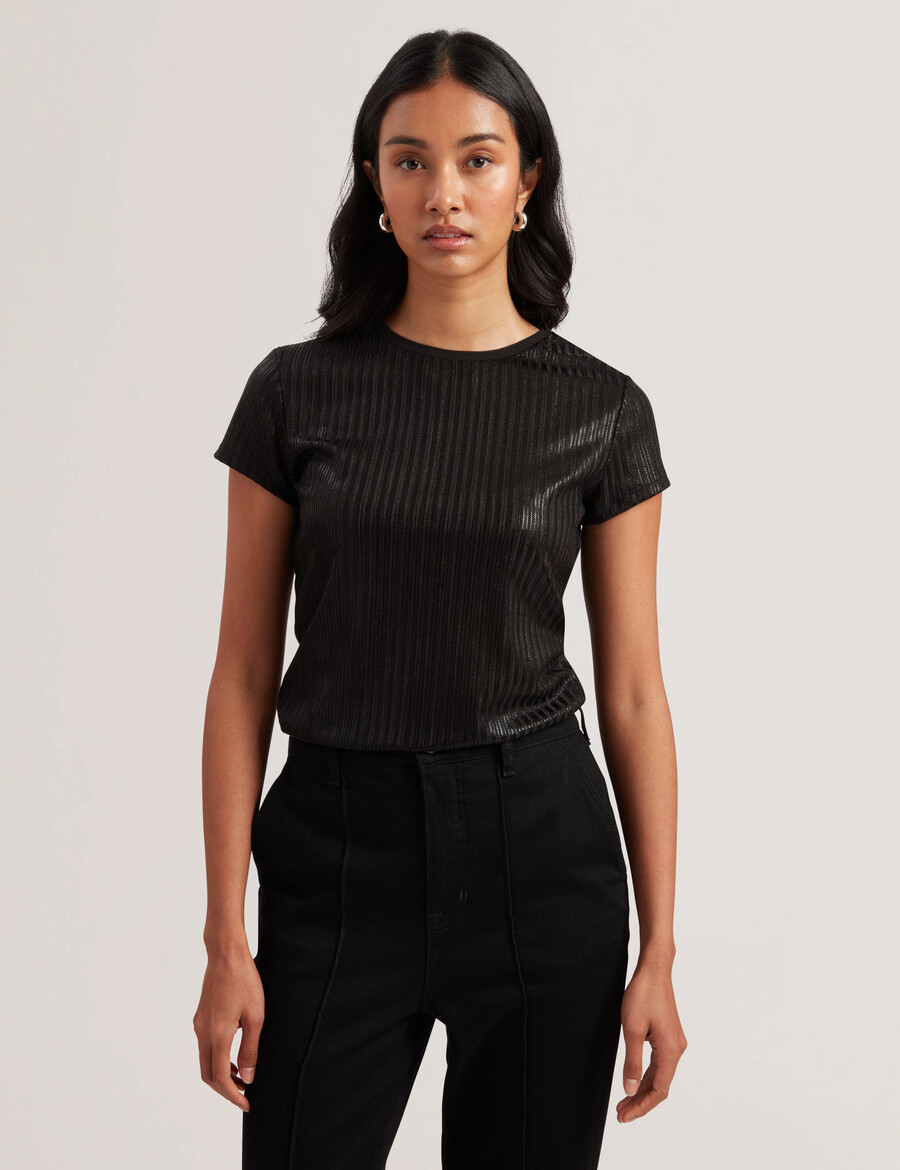katrino - camiseta ajustada com textura canelada metálica