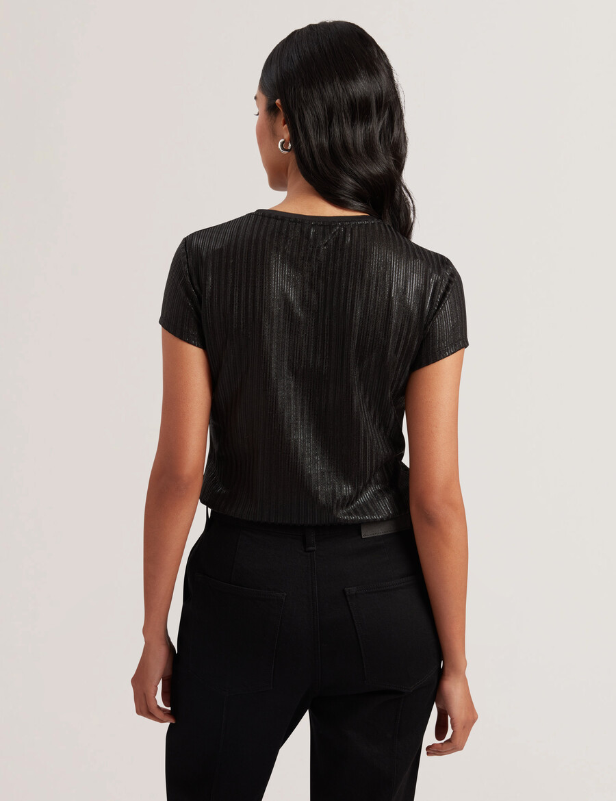 katrino - camiseta ajustada com textura canelada metálica