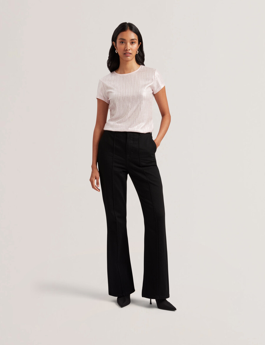 katrino - camiseta ajustada com textura canelada metálica