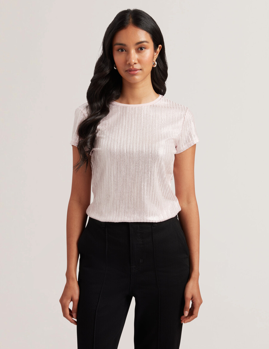 katrino - camiseta ajustada com textura canelada metálica