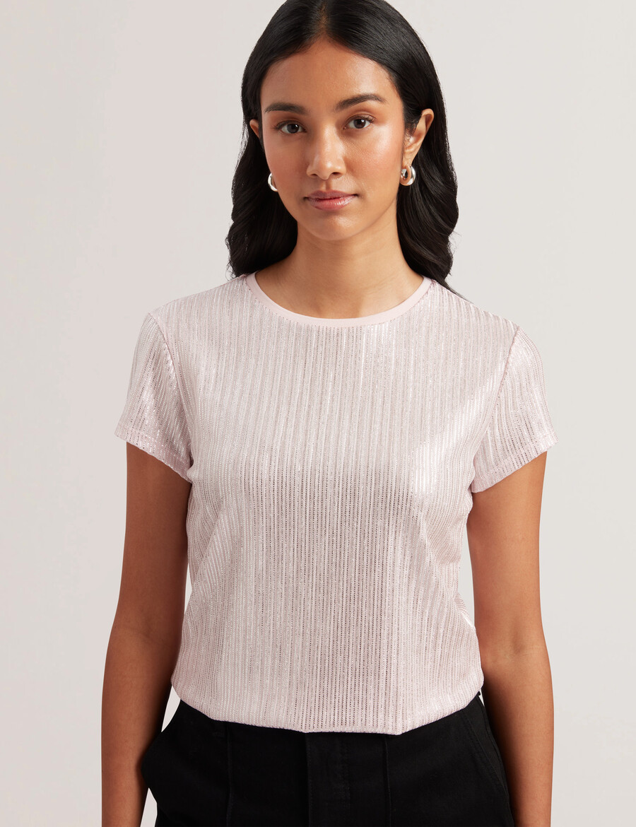 katrino - camiseta ajustada com textura canelada metálica