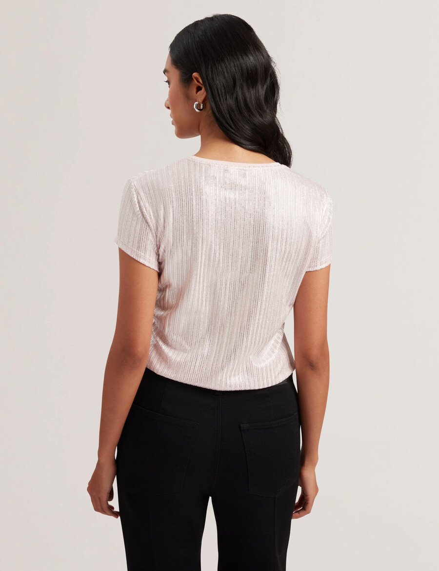 katrino - camiseta ajustada com textura canelada metálica