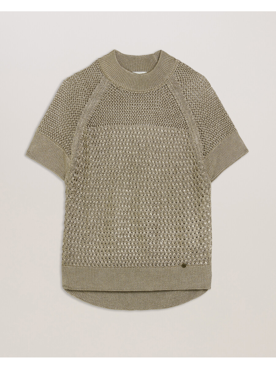 abaly - blusa de manga curta em malha metálica