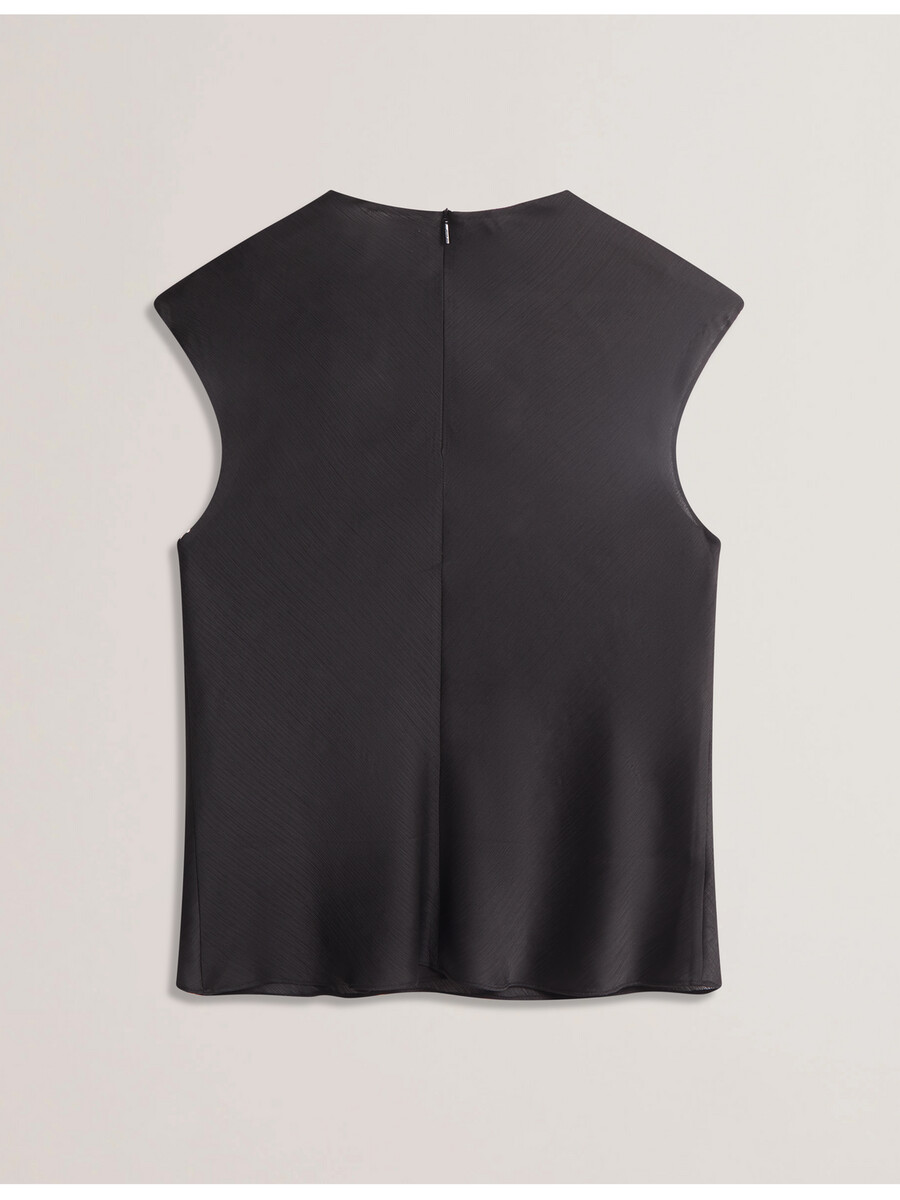 misrina - blusa de cetim com detalhe drapeado no decote